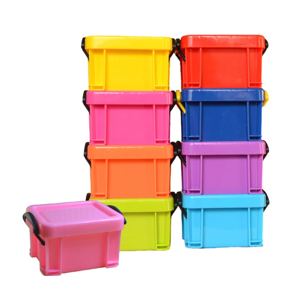 

9 pcs Mini Lock Storage Box Color Clip Lids Stackable Case Plastic Container Organizer Small Office Supplies Home Tools