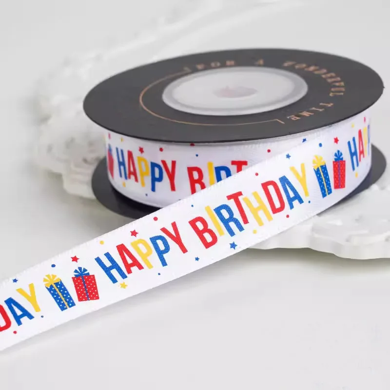New 20mm 9 Meters Colored Cartoon Cake Cotton Ribbon Wrapping Embellishments Party Decoration Ribbon DIY Gift Packagin Ribbon