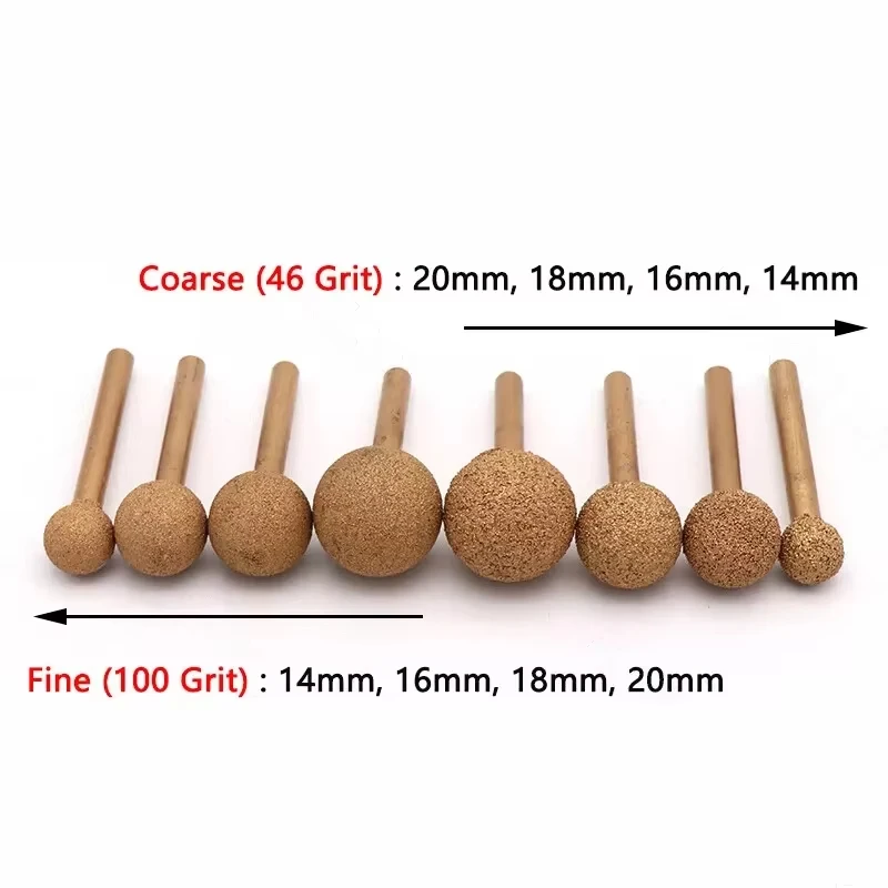 6mm Shank Ball Brazing Diamond Burr Grinding Polish Bit 12~25mm Jade Peeling Stone Carving Grinding Head for Dremel Rotary Tools