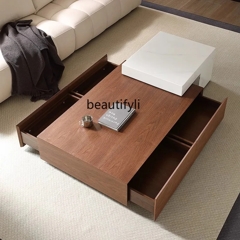 

New slate walnut sticky slate combination light luxury simple coffee table