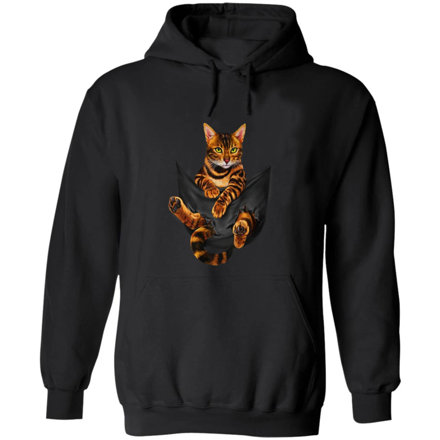 

Funny Bengal Cat In Pocket Pet Cat Lovers Gift Pullover Hoodie New 100% Cotton Comfortable Casual Mens Sweatshirts Streetwear