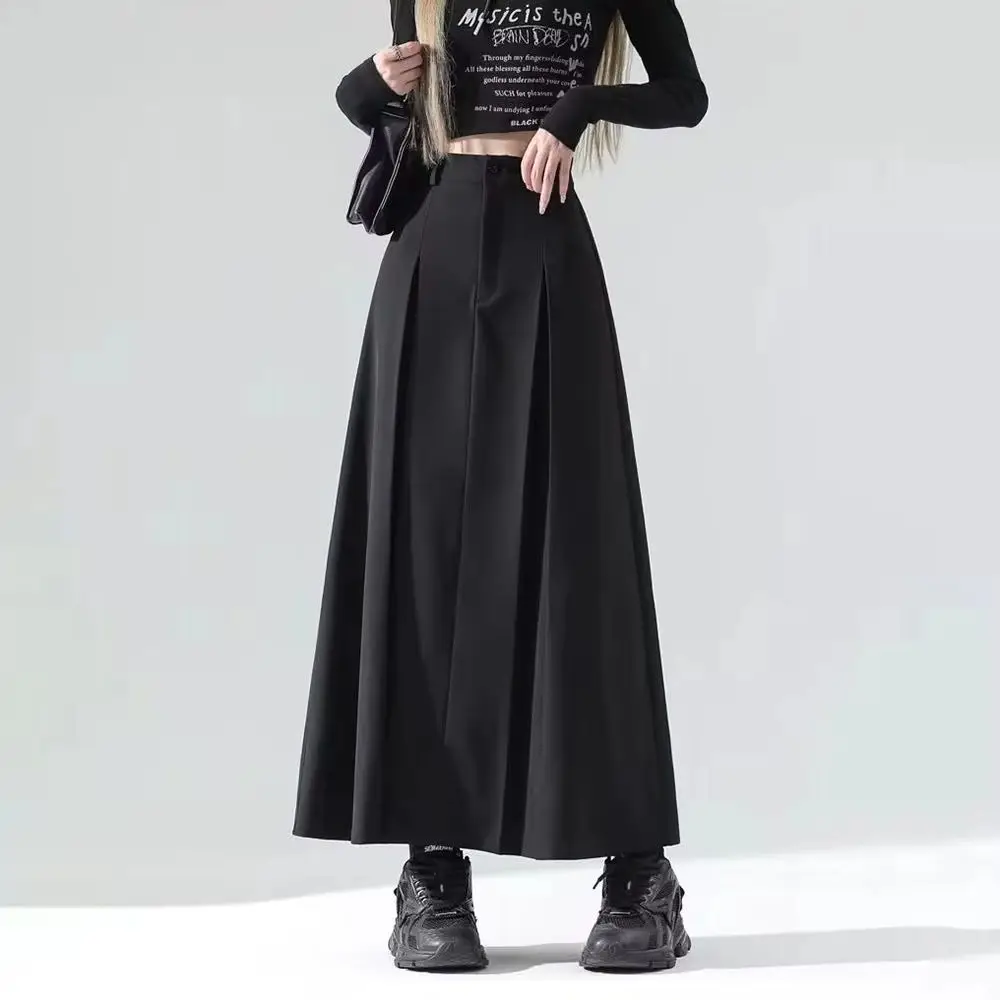 

Юбка Y2K в стиле A-силуэта с плиссировкой, однотонная, для повседневной носки, весенняя мода, универсальная, для прогулок, для молодежи, для кампуса, с высокой талией, новинка 2026 года