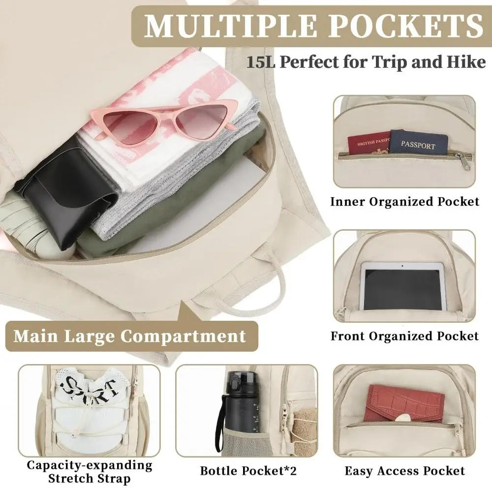 15L Capacity Hiking Backpack Lightweight Packable Cycling Backpack Waterproof Multi-purpose Travel Backpack Outdoor Activities