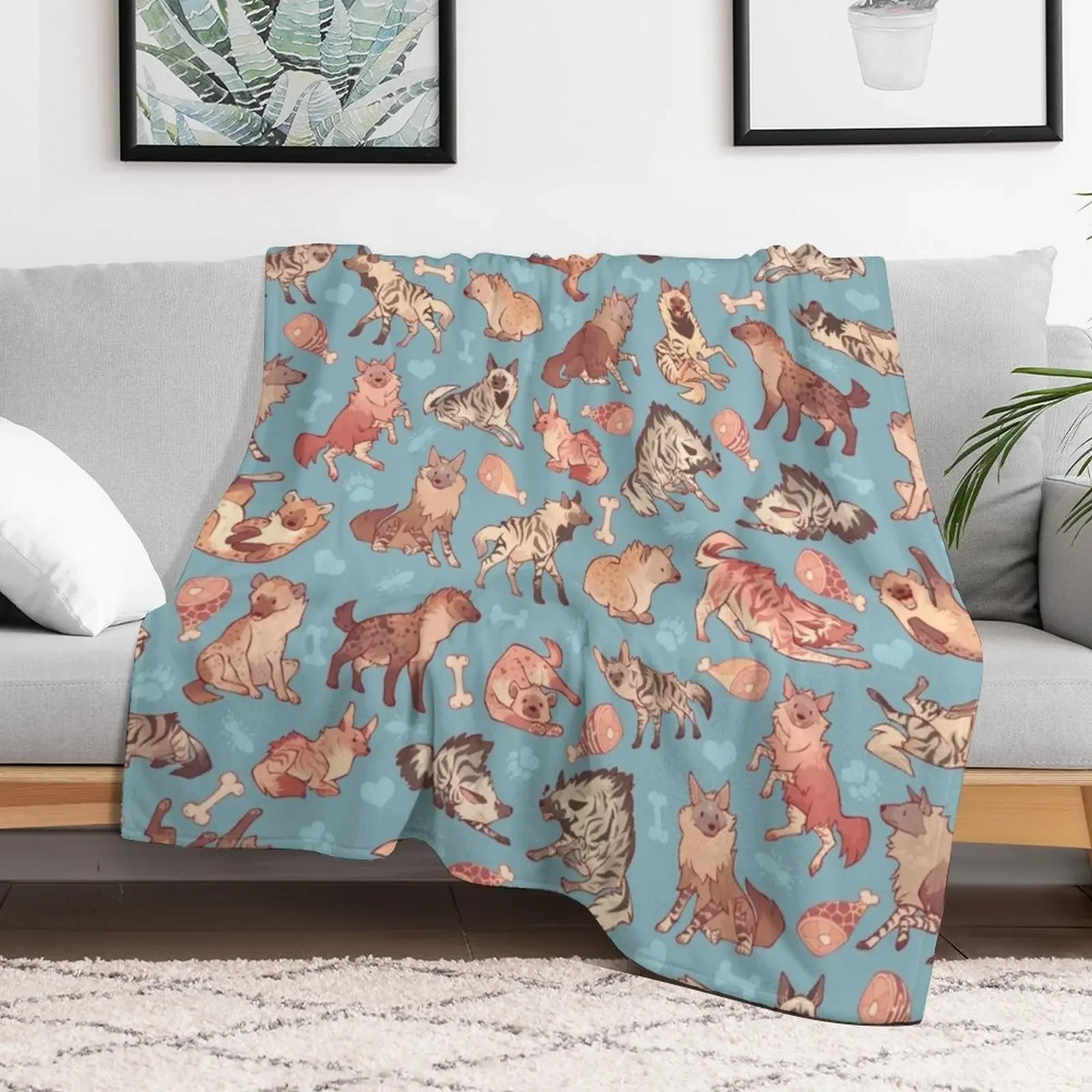 Hyenas in cerulean Throw Blanket Loose Fashion Sofas Bed Weighted Blankets