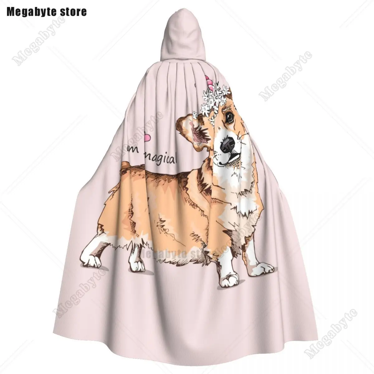 Cosplay Medieval Costumes Welsh Corgi Dog Chamomile Flowers Hooded Cloak Capes Long Robes Jackets Coat Carnival