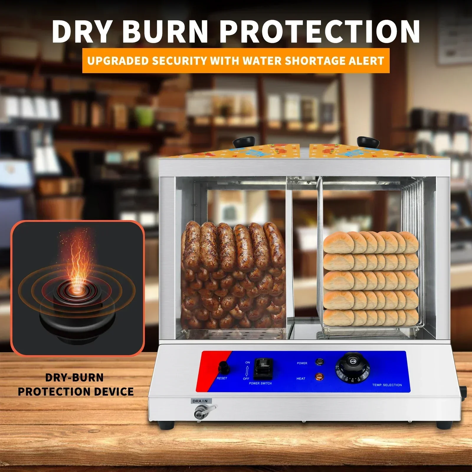 Hot SalesCommercial Hot Dog Insulation Cabinet Heated Display Cabinet Food Warming Showcase