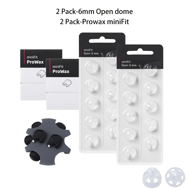 2packs Prowax Minifit Replacement Wax Guard Filters and 2 Packs Open Domes Fits for Most Oticon Hearing Aids