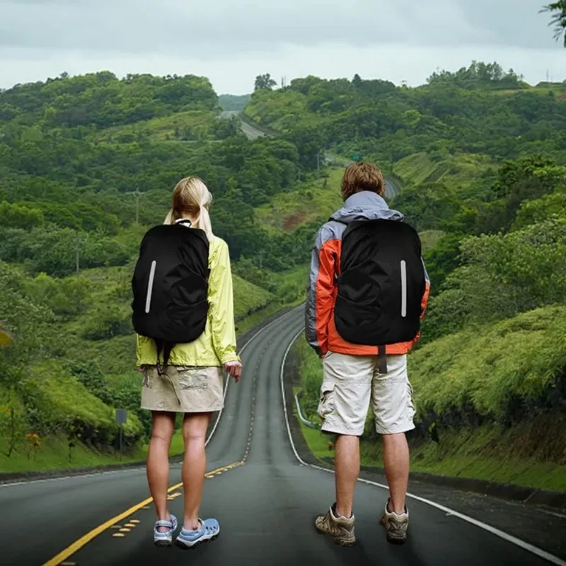 Mochila reflectante impermeable, cubierta para la lluvia, deporte al aire libre, noche, ciclismo, luz de seguridad, funda para la lluvia, bolsa para acampar al aire libre y senderismo