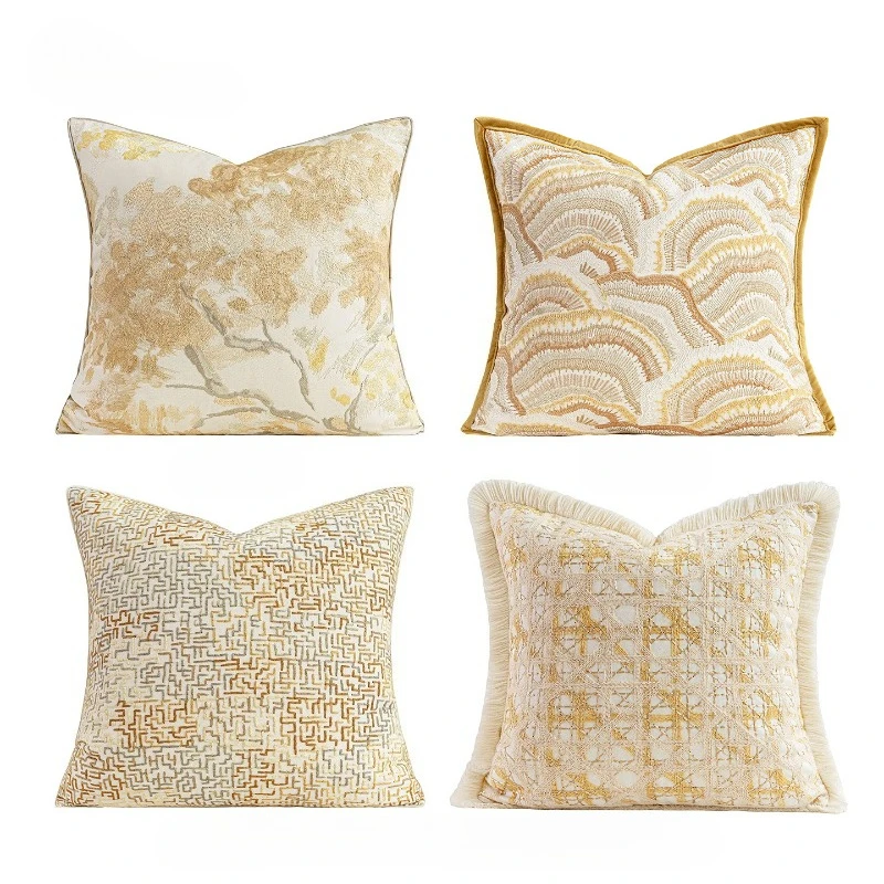 30X50/45X45CM Luxury French Throw Pillow Cover Yellow Green Grey Stamping Waist Cushion Cover Decor Home Decorative Pillowcase