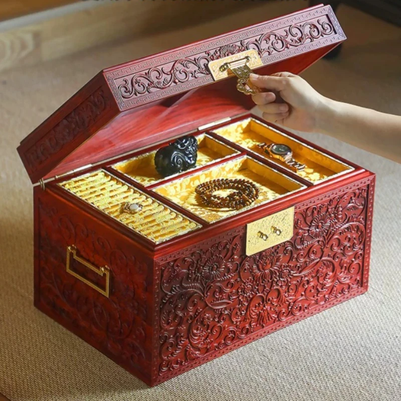 Rosewood Jewelry Box Wedding Dowry Case Solid Wood Organizer Storage Box High End Blood Sandalwood Collection
