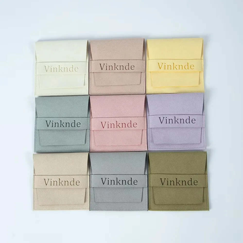 

100Pcs/Lot Personalized Party Customize Logo Velvet Jewelry Pouches Wholesale Packaging Microfiber Envelope Ring Holder Gift B
