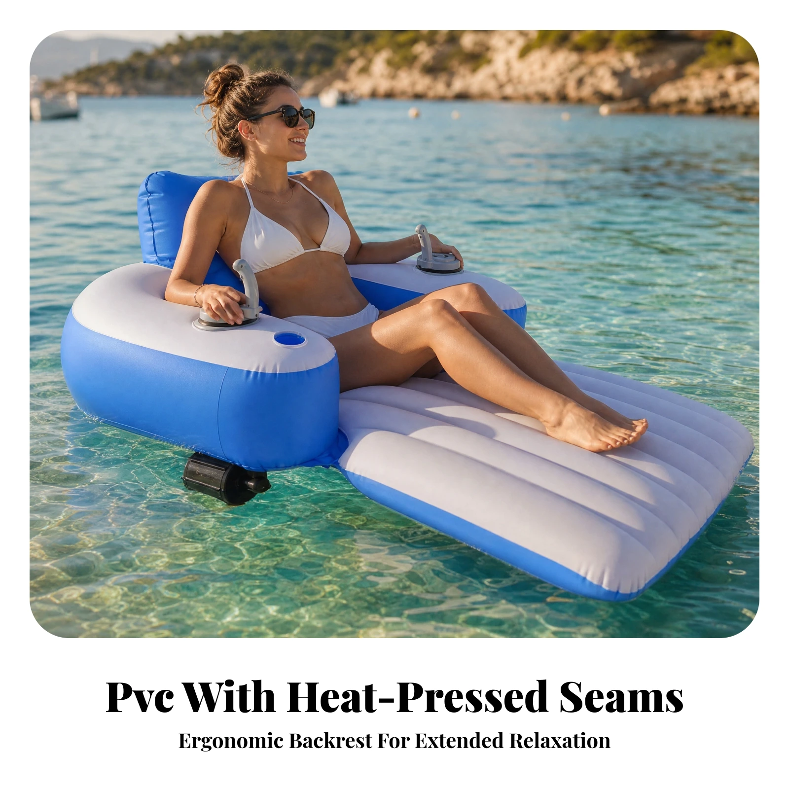 Inflatable Water Propulsion Lounge Ergonomic Inflatable Water Lounger with Underwater Thrusters Motorized Pool Lounge Heavy-Duty
