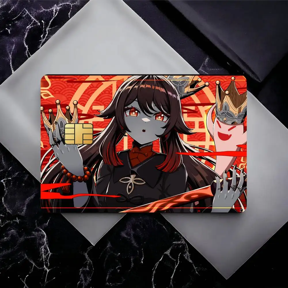 Genshin Impact HuTao Credit Card Skin Stickers for Bank Card Bus Metro Card Sticker Waterproof Gift