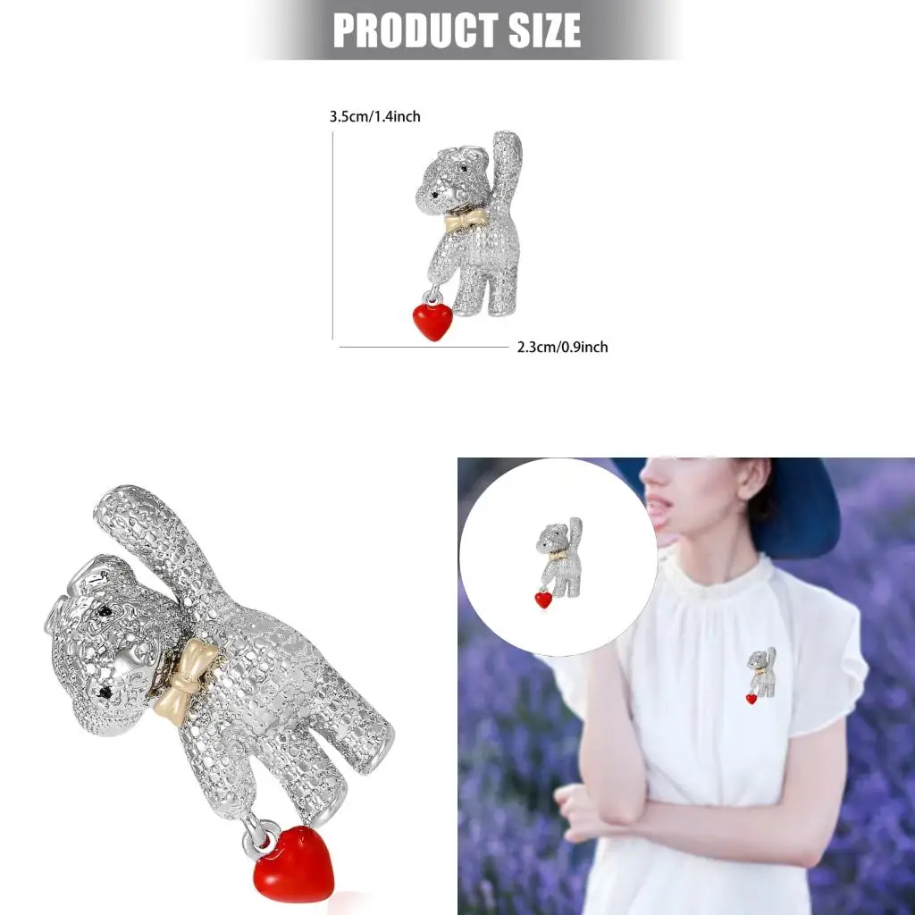  Heart Bear Brooch Alloy Made Simple Designs For Everyday Fashion Enhancement