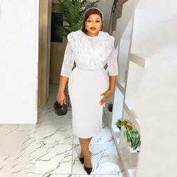 Plus Size African Party Dresses for Women 2025 New Dashiki Ankara Lace Evening Gowns Turkey Outfits Robe Africa Clothing