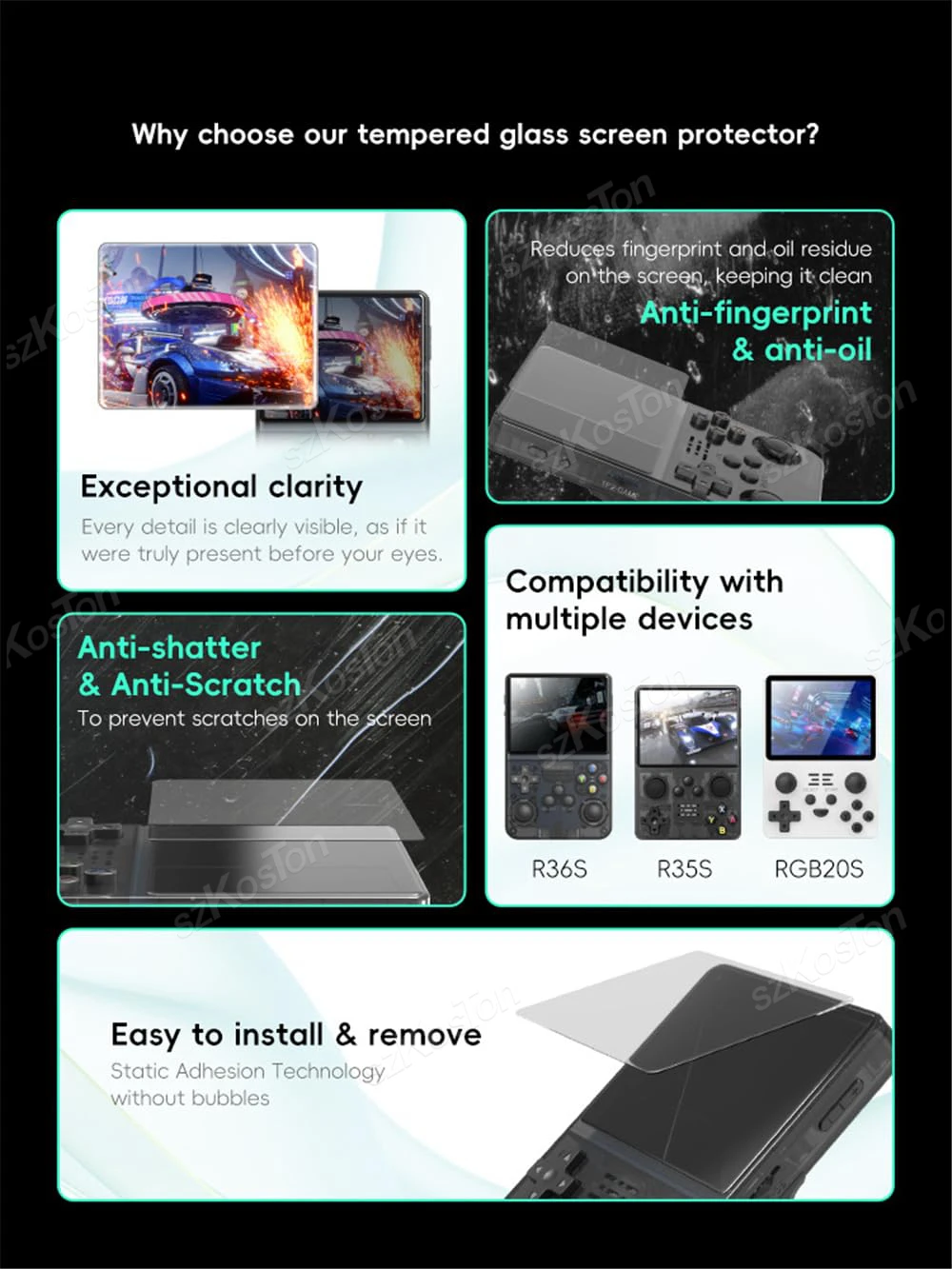 Protetor de tela para r36s/r35s/rgb20s 3.5 polegadas consoles de jogos portáteis película protetora para r36s proteção de vidro temperado