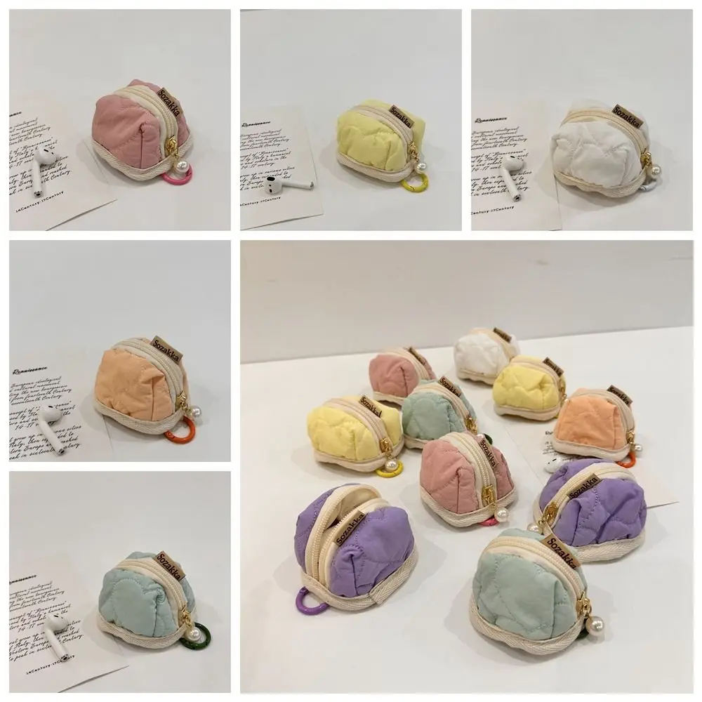 

Zipper Earphone Cotton Carrying Bag Pearl Small Earphone Soft Protection Package Square Cute