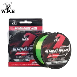 W.P.E SAMURAI 300m Nylon Monofilament Fishing Line 0.267mm-0.342mm Bass Carp Fishing Tackle Main Line Sinking Line 14.1-21.8lb