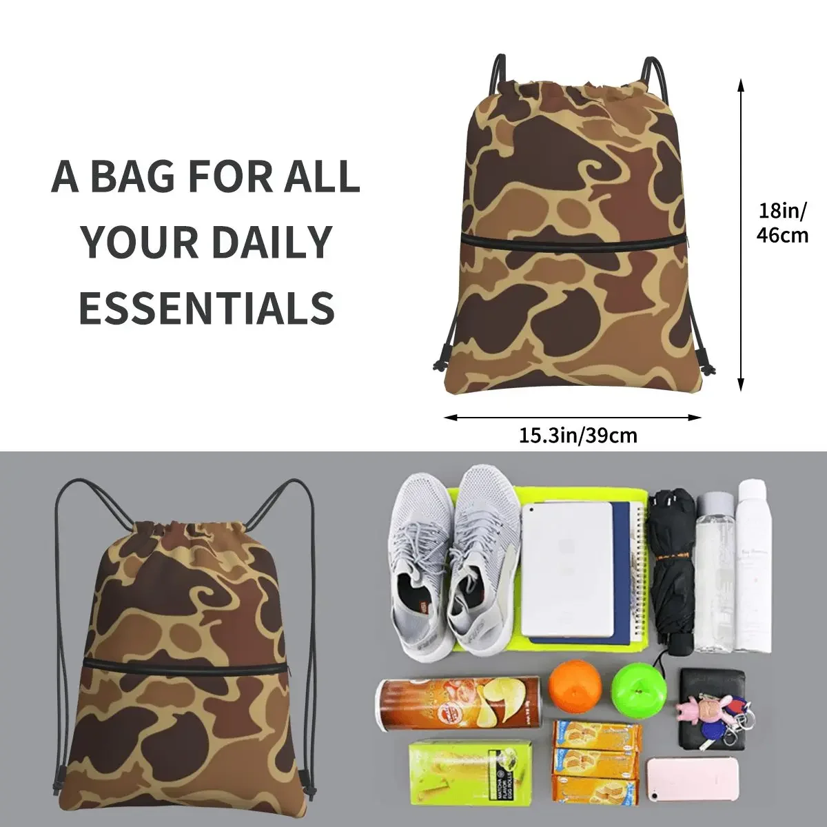 Sacs à dos portables Duck Camo pour hommes et femmes, sac à bandoulière de proximité décontracté, sacs à livres de poche Bundle pour voyage et sport