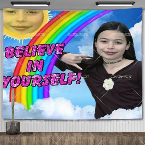 ICarly 자신의 벽 태피스트리 재밌는 미란다 코스그로브 밈 태피스트리, 거실 장식, 미적 대학 포스터
