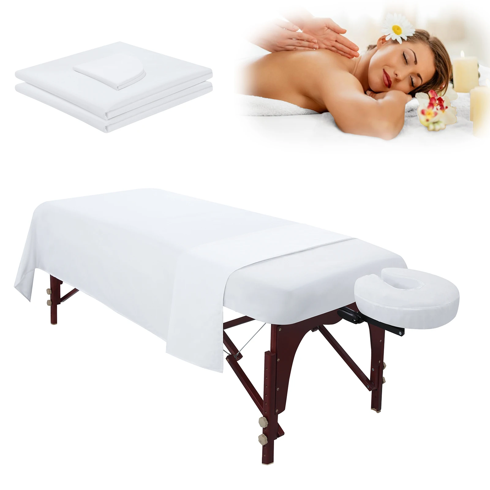 לבן עמיד למים microfiber 3-חתיכות מיטה עיסוי שולחן עיסוי שולחן ספא מיטה כיסוי לנשימה קעקועים יופי עיסוי