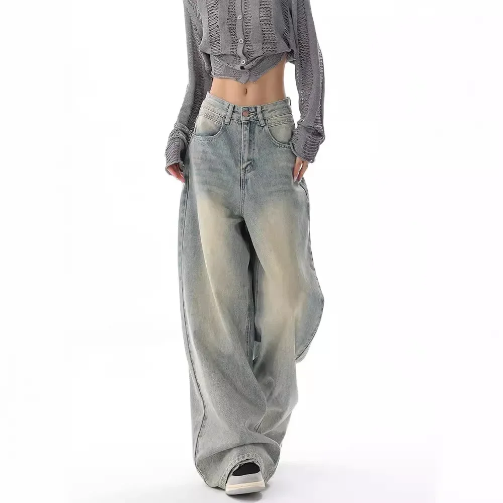 Ken Studio Spring Summer New Vintage Jeans Women's Loose Fit Design Slimming Trailer Bell Bottoms Pants American Style