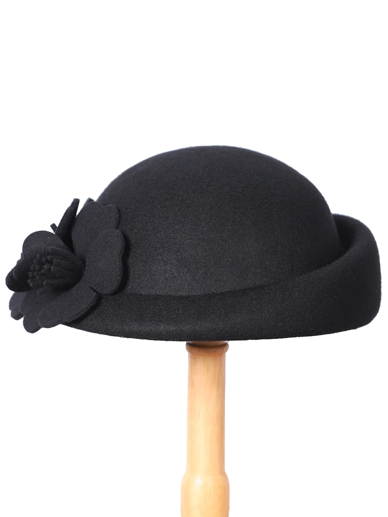 FS Blau Lila Wolle Französisch Baskenmütze Breite Krempe Fedora Hüte Für Frauen Elegante Kirche Hüte Große Blume Damen Hochzeit Tee Party Hut Ken – Detail 6