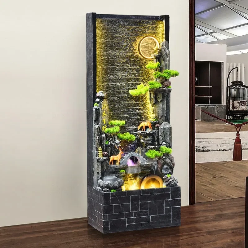 for Water Curtain Wall Rockery Flowing Water Fountain Ornament for Porch Office Balcony Courtyard Fish Pond Decoration Water