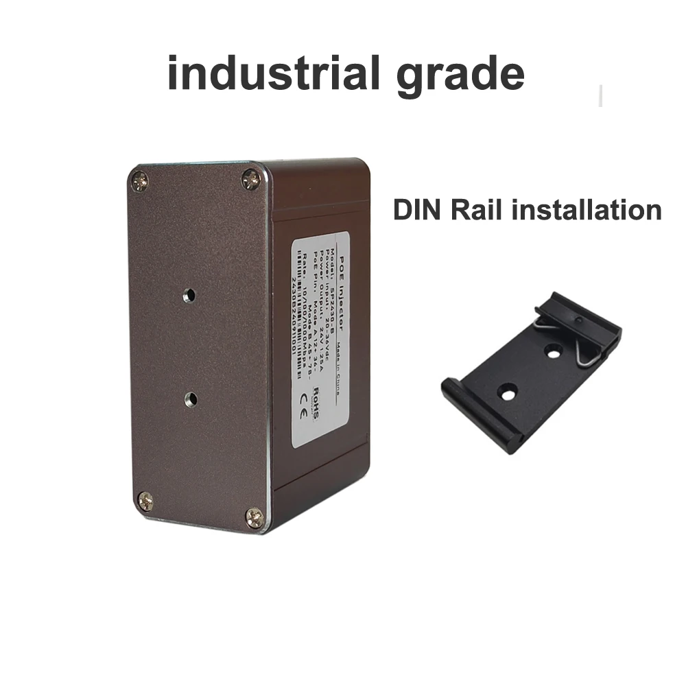 Ancre POE industrielle passive Giga 60W, mode de connexion POE 1236 et 12453678, POE sélectionnable 24V/48V, installation DIN/mur