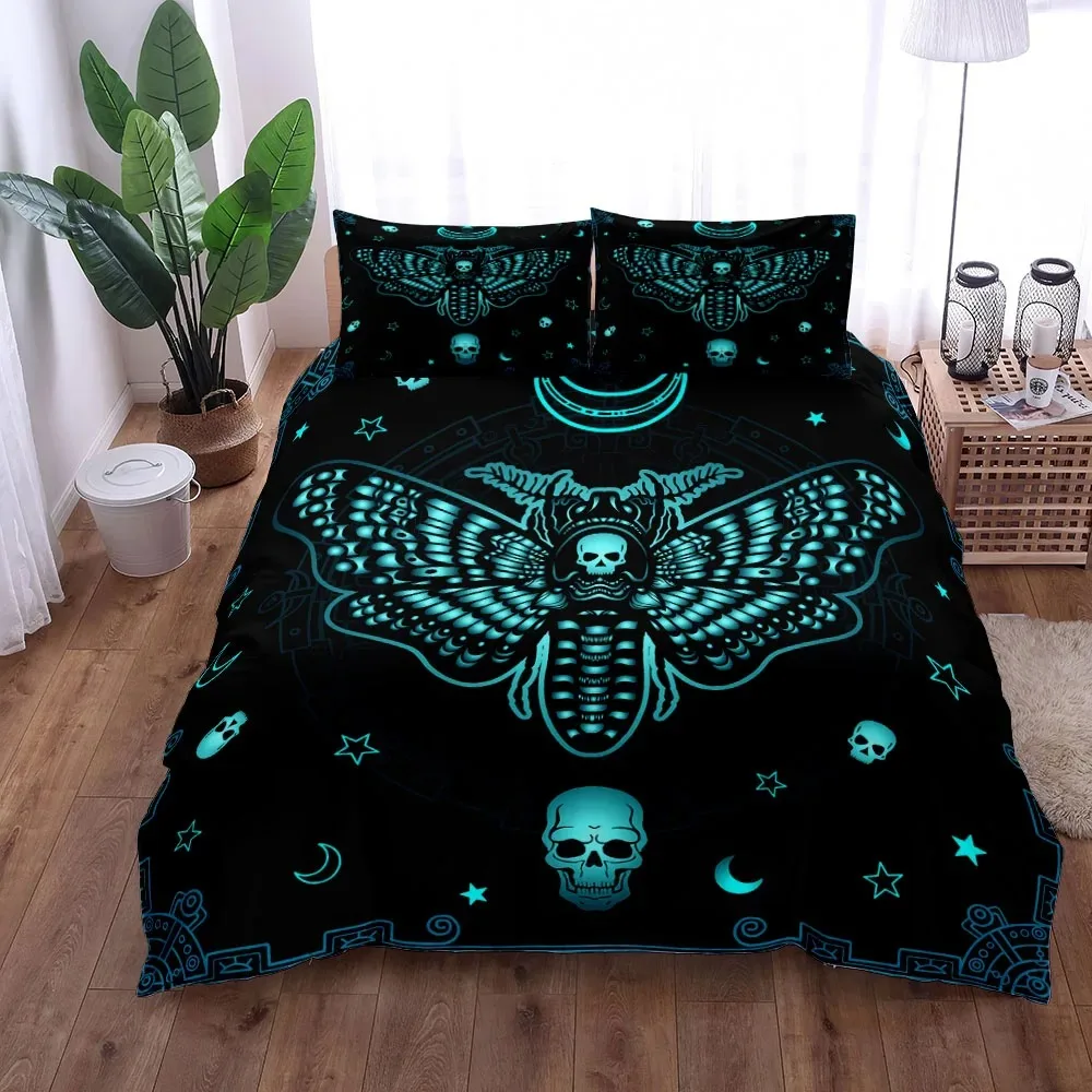 

Gothic Skull Moth Duvet Cover Set King Queen Double Full Twin Single Size Bed Linen Set