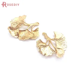 10PCS 23x25MM High Quality 18K Gold Color Brass Ginkgo Leaves Charms Pendants Jewelry Necklace Making Findings Accessories