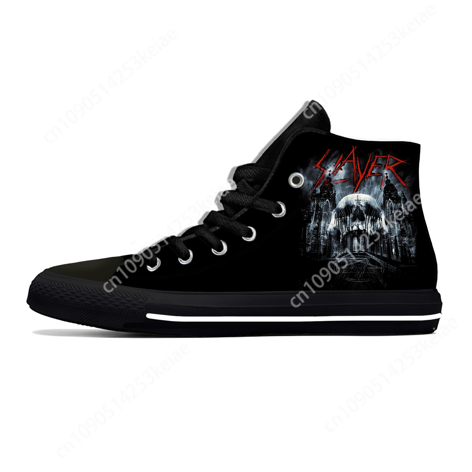 Slayer Heavy Metal Rock Band Horror Scary Fashion Casual Cloth Shoes High Top Lightweight Breathable Custom Men Women Sneakers