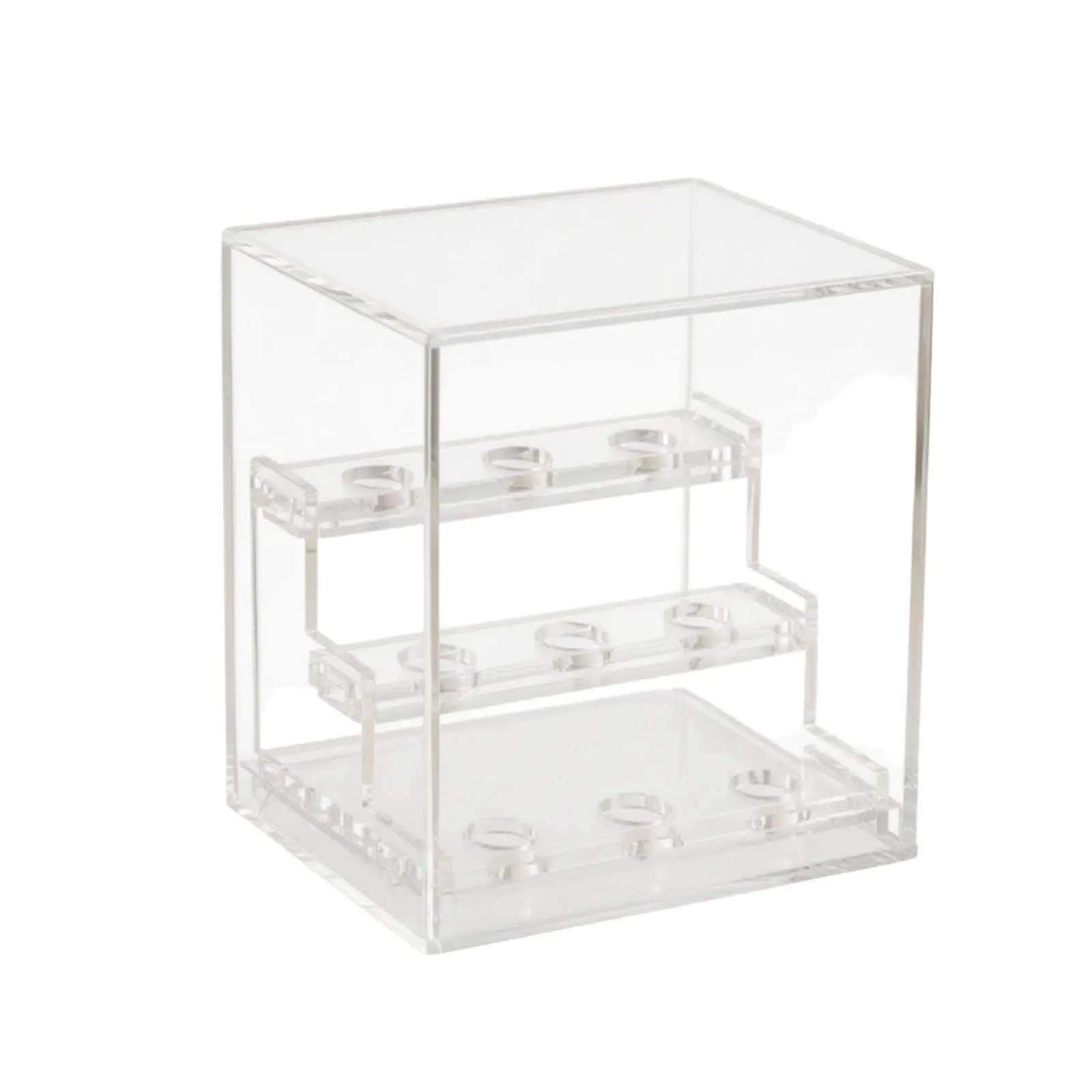Three-Tier Acrylic Showcase with Transparent Cover Sturdy Sample Display Case with Circular Holders Clear for Mineral Hobbyists,