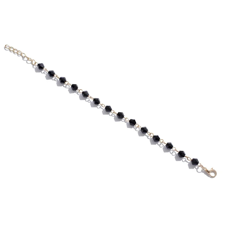 Vintage Black Crystal Stone Beads Charms Beach Anklet For Women Boho Style Ankle Bracelet Handmade Leg Bracelets Jewelry Gifts