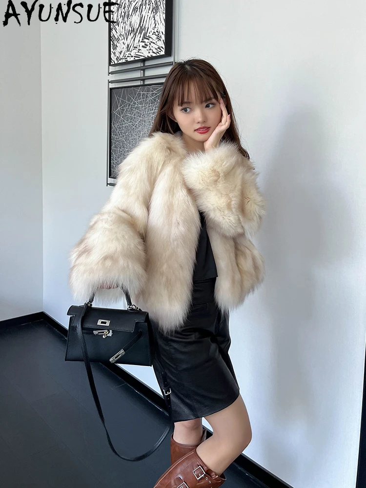 2025년 가을 겨울 여우털 재킷 여성용 숏 럭셔리 신상 아우터 여성 의류 천연 여우털 재킷 아브리고 무헤르