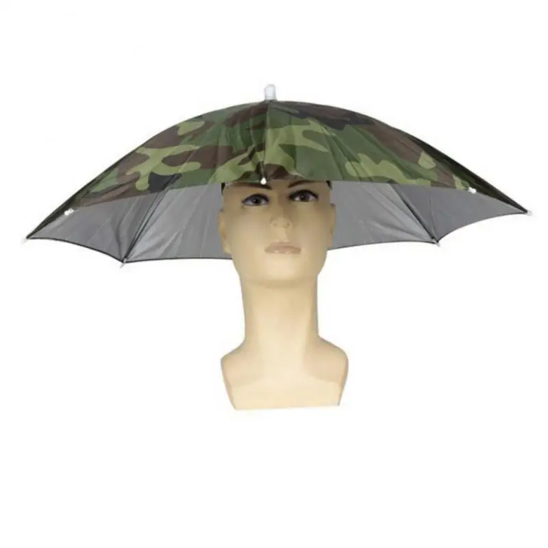 55/65cm Portable Rain Umbrella Hat Foldable Outdoor Headwear Fishing Caps Anti-Sun Waterproof Umbrella Camping Head Cap Hats