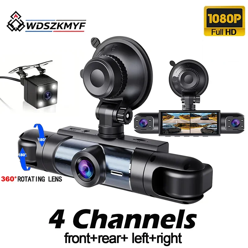 3/4 Channel FHD 1080P Car Dash Cam Black Box Driving Recorder Super Night Vision G-Sensor Loop Recording 24 Hours Parking