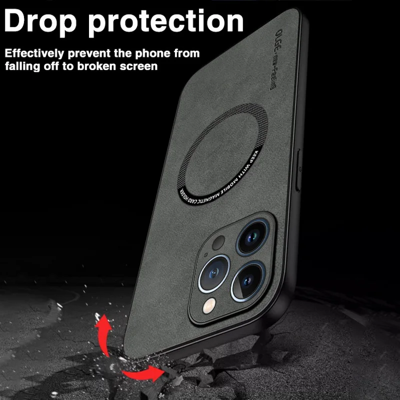 Magnetic For Magsafe Leather Case For iPhone 17 16e 16 15 14 12 13 Pro Max 11 17 Air Wireless Charge Soft Edge Hard Phone Cover