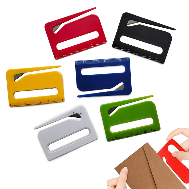 3 Adet Zarf Açacağı Eğme Ambalaj Kağıdı Kesici Gizli Bıçak, Ölçek, Ofis Aracı Için Büyüteç