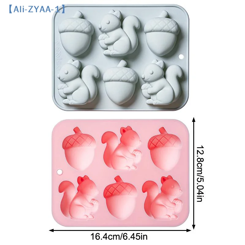 6-hole Squirrel Oak Cake Silicone Molds Autumn Harvest Festival Ice Grid Chocolate Baking Mould Cake Decorating Tools【ZYAA-1】
