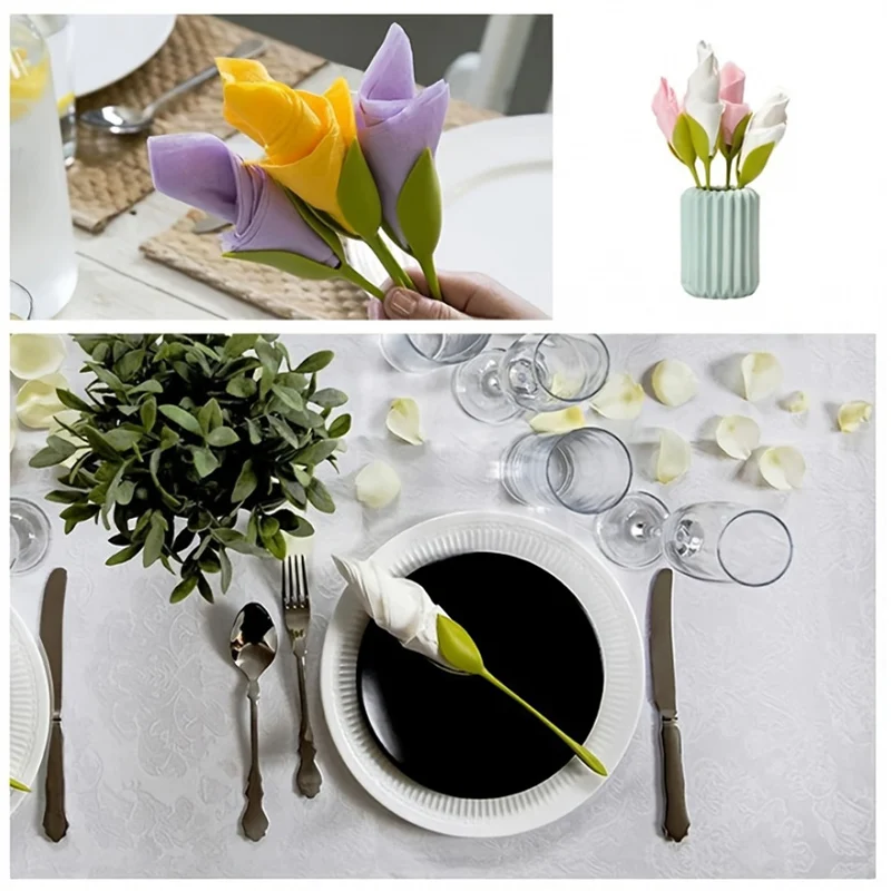1/4/10PCS Elegant Floral Napkin Holders- for Weddings,Parties,Daily Table Centerpieces Decorations-Fashionable Napkin Holders