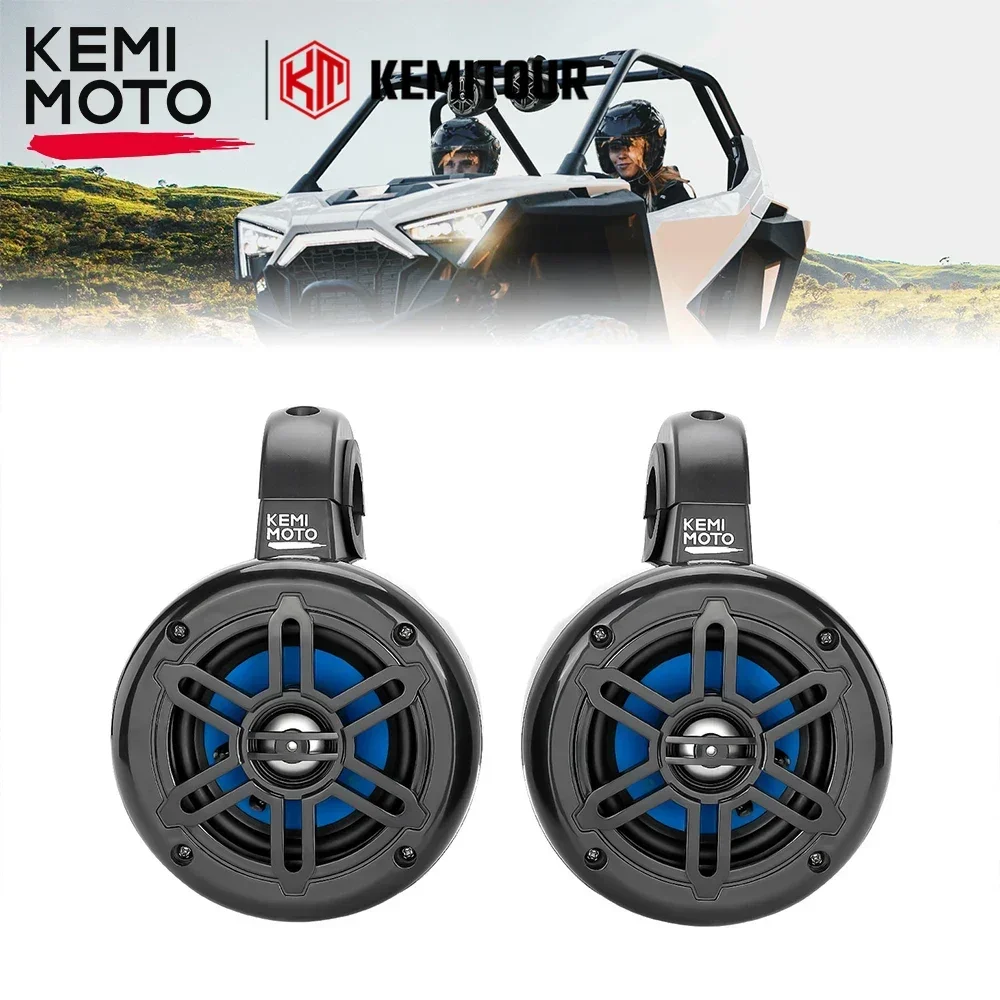 

KEMiMOTO UTV Speaker 4 Inch Sound Stereo System Fits 1.65-2in Roll Bar Compatible with Polaris RZR for Can-Am X3 for Cfmoto