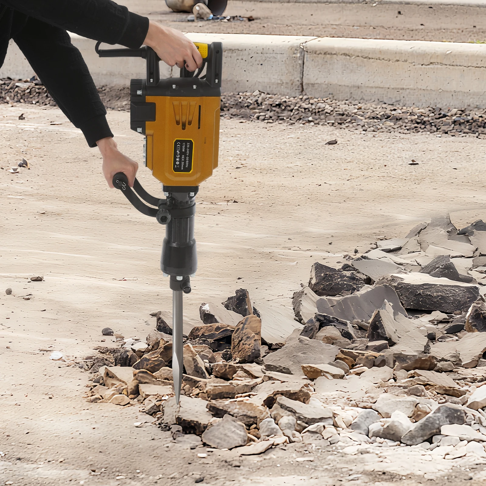 1700w Electric Heavy Duty Jack Hammer Demolition Jack Hammer with 3 Chisel Concrete Breaker for Forestry Construction