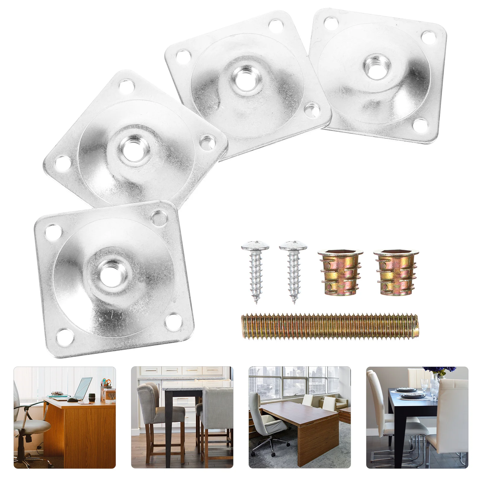 4Pcs Sofa Leg Caps Furniture Leg Support Angled Mounting Plates Connectors for Feet Table Chair Sofa Cabinet Repair