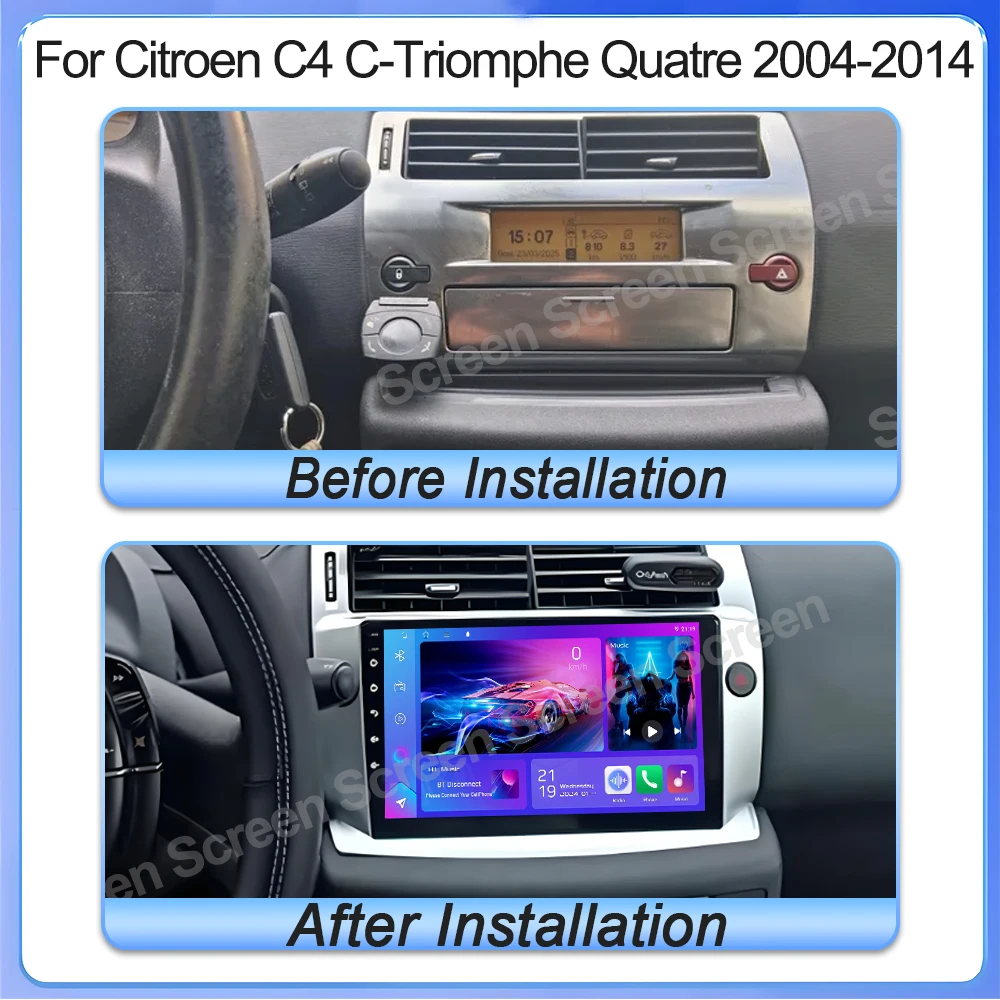 Android 16 For Citroen C4 C-Triomphe Quatre 2004-2014 Car Radio Multimedia Video Player Bluetooth Mirror Link RDS DSP 2 din WIFI