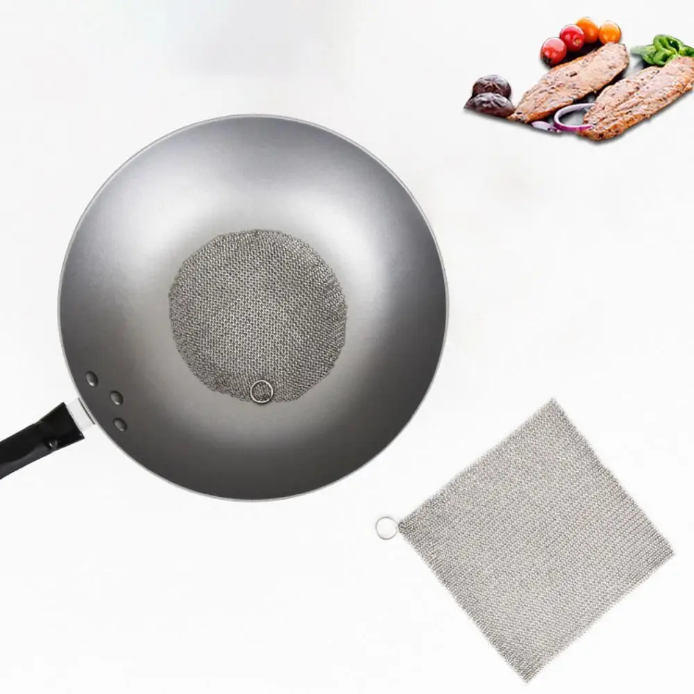 

Durable Square Stainless Steel Dishcloth Corrosion Resistant No Residue Pan Rust Remover Hangable Rust-free Pot Brush Restaurant