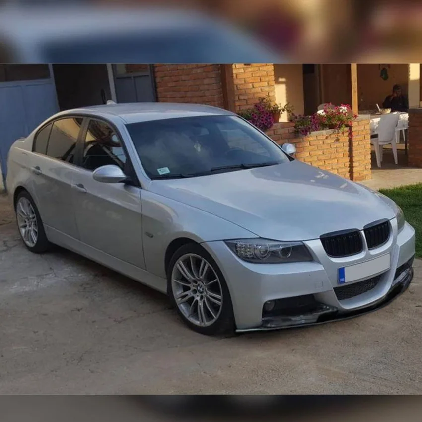Race Front Lip Side Corner Combo Kit For Pre-LCI BMW E90 3 Series M-Tech 2005-2008 Gloss Black Sedan Front Bumper Accessory