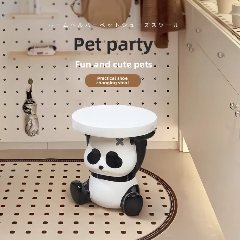 Creative cartoon panda shoe changing stool cute entrance entrance living room low stool ornament