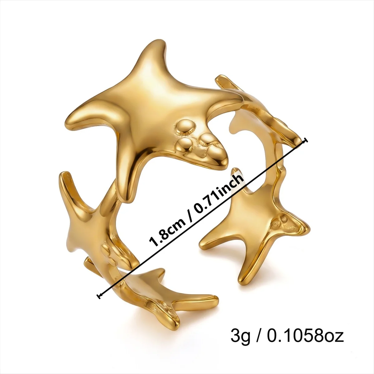 Edelstahlringe mit unregelmäßigen Wellen, Korallen, Seesternen und Blumen für Damen und Herren, Retro-Punk, florale Blätter, geometrische Linien, Boho-Schmuck – Detail 35