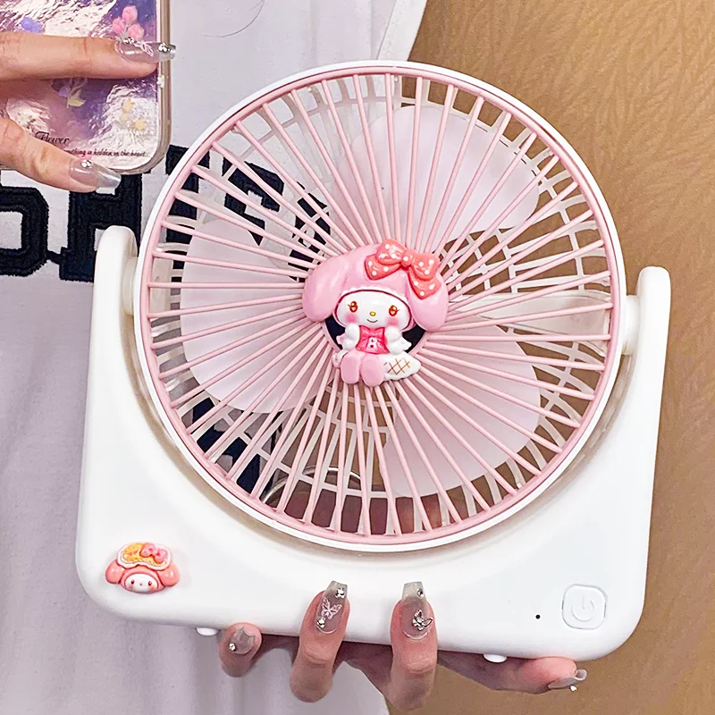 

Kuromi Girl Cartoon Small Fan Pochacco Children Anime Popular Portable Fan Office Desk Student Kawaii Usb Charging Birthday Gift